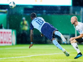 Der Gladbacher Marcus Thuram erzielte das 1:0 in Sandhausen. Foto: Uwe Anspach Der Gladbacher Marcus Thuram erzielte das 1:0 in Sandhausen. Foto: Uwe Anspach