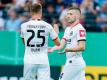 Ante Rebic (r) schoss die Eintracht mit drei späten Toren zum Sieg. Foto: Uwe Anspach