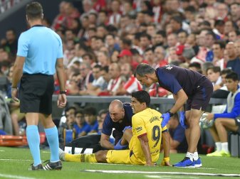 Luis Suarez fällt vorerst mit einer Wadenverletzung aus Luis Suarez fällt vorerst mit einer Wadenverletzung aus