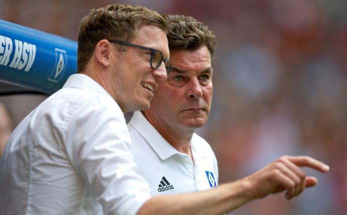 Mutzel (l., mit Dieter Hecking) lobt Kaderplaner Costa