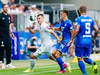 Musste mit Werder auch in Hoffenheim eine Pleite hinnehmen: Maximilian Eggestein (l). Foto: Uwe Anspach Musste mit Werder auch in Hoffenheim eine Pleite hinnehmen: Maximilian Eggestein (l). Foto: Uwe Anspach