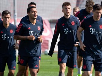 Die Bayern-Spieler beim Abschlusstraining in München. Foto: Sven Hoppe Die Bayern-Spieler beim Abschlusstraining in München. Foto: Sven Hoppe