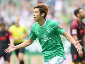 Werders Yuya Osako hat sich am Oberschenkel verletzt. Foto: Carmen Jaspersen Werders Yuya Osako hat sich am Oberschenkel verletzt. Foto: Carmen Jaspersen