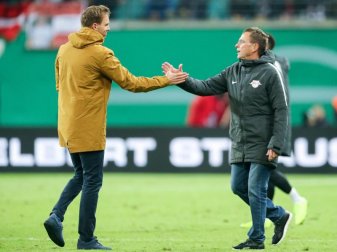 Ralf Rangnick (r) lobte Julian Nagelsmann (l) als das «größte deutsche Trainertalent». Foto: Jan Woitas Ralf Rangnick (r) lobte Julian Nagelsmann (l) als das «größte deutsche Trainertalent». Foto: Jan Woitas