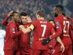 Die Spieler vom FC Liverpool feiern das 1:0 gegen Genk. Foto: Jon Super/AP/dpa