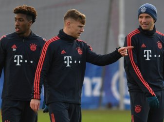Kingsley Coman (l.) ist zurück im Mannschaftstraining Kingsley Coman (l.) ist zurück im Mannschaftstraining