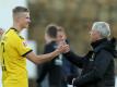 BVB-Winter-Neuzugang Erling Haaland (l) mit Trainer Lucien Favre,. Foto: Friso Gentsch/dpa