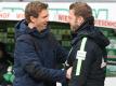 Fühlt mit Werder-Kollegen Florian Kohfeldt (r): RB-Coach Julian Nagelsmann. Foto: Carmen Jaspersen/dpa