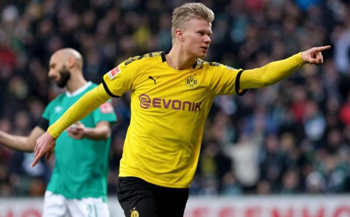 Erling Haaland traf für den BVB auch in Bremen. Foto: Peter Steffen/dpa