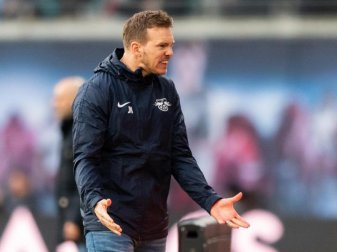 Leipzigs Trainer Julian Nagelsmann war mit der Leistung seiner Mannschaft sichtlich unzufrieden. Foto: Robert Michael/dpa-Zentralbild/dpa