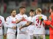 Die Spieler des 1. FC Köln können auch in Paderborn dreifach punkten. Foto: Friso Gentsch/dpa