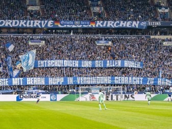 Die Schalke-Fans sorgen auch im Spiel gegen Hoffenheim mit ihren Plakaten für Aufsehen. Foto: David Inderlied/dpa Die Schalke-Fans sorgen auch im Spiel gegen Hoffenheim mit ihren Plakaten für Aufsehen. Foto: David Inderlied/dpa