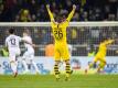Dortmunds Lukasz Piszczek bejubelt den 2:1-Sieg bei Borussia Mönchengladbach. Foto: Marcel Kusch/dpa