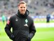 Werder-Trainer Florian Kohfeldt hatte nach dem 2:2 in Berlin gleich mehrere Sprüche parat. Foto: Soeren Stache/dpa-Zentralbild/dpa