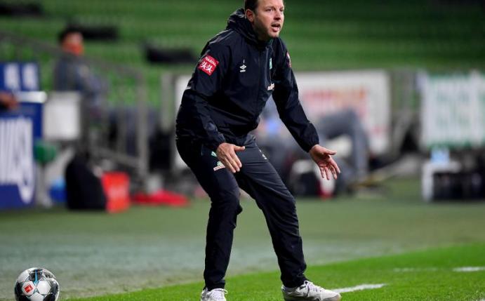 Bremens Cheftrainer Florian Kohfeldt glaubt weiter an sein Team. Foto: Stuart Franklin/Getty-Pool/dpa