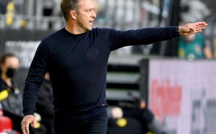Trainer Hansi Flick liegt mit dem FC Bayern München auf Meisterschaftskurs. Foto: Federico Gambarini/dpa-Pool/dpa