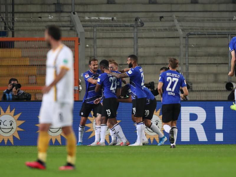 Arminia Bielefeld kann nach dem Sieg gegen Dynamo Dresden für die Bundesliga planen. Foto: Friso Gentsch/dpa-pool/dpa