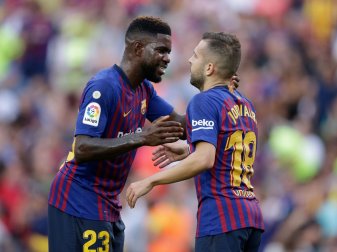 Umtiti (l.) fällt bis auf Weiteres aus Umtiti (l.) fällt bis auf Weiteres aus