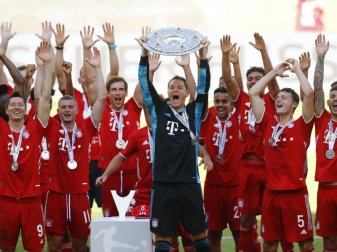 Holte sich zum achten Mal nacheinander die Meisterschaft in der Bundesliga: FC Bayern München. Foto: Kai Pfaffenbach/Reuters-Pool/dpa Holte sich zum achten Mal nacheinander die Meisterschaft in der Bundesliga: FC Bayern München. Foto: Kai Pfaffenbach/Reuters-Pool/dpa