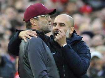 Spricht in allerhöchsten Tönen von Jürgen Klopp (l): Pep Guardiola. Foto: Rui Vieira/AP/dpa