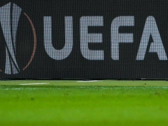 Der Schriftzug der UEFA, der Europäischen Fußball-Union. Foto: Silas Stein/dpa Der Schriftzug der UEFA, der Europäischen Fußball-Union. Foto: Silas Stein/dpa
