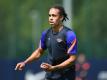 Yussuf Poulsen startet bei RB Leipzig als Sturmspitze. Foto: Florian Eisele/RB Leipzig/dpa