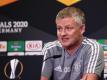 Der United-Cheftrainer Solskjaer steht vor dem Europa League-Halbfinale bei der Pressekonferenz Rede und Antwort. Foto: -/UEFA via Getty Images/dpa