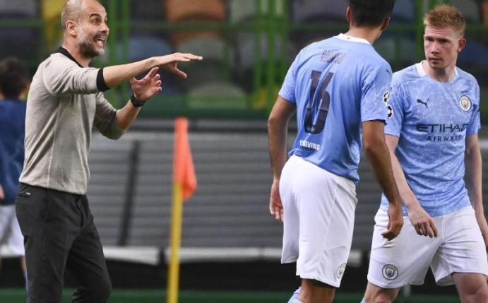 Die Taktik von Manchester-City-Coach Pep Guardiola ging gegen Lyon nicht auf. Foto: Franck Fife/Pool AFP/dpa