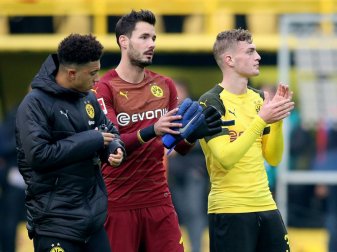 Jadon Sancho (l.) und Roman Bürki (Mi.) fehlen dem BVB Jadon Sancho (l.) und Roman Bürki (Mi.) fehlen dem BVB