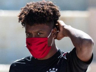Kingsley Coman reist in der Länderspielpause zur französischen Nationalmannschaft. Foto: Matthias Balk/dpa