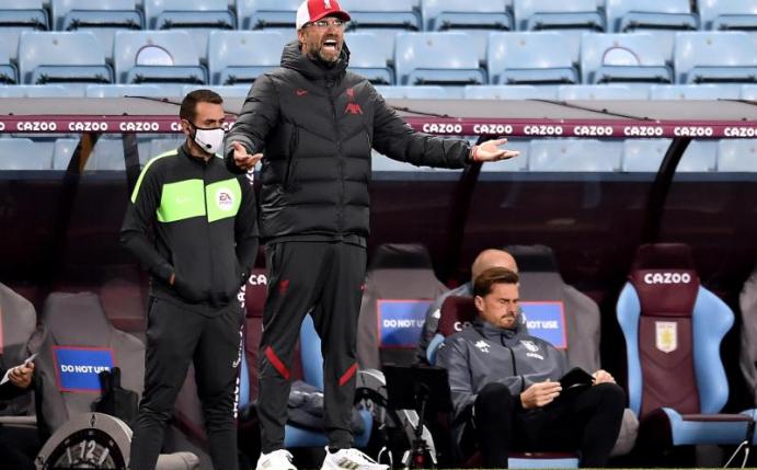 Jürgen Klopp , Trainer des FC Liverpool, gestikuliert an der Seitenlinie. Foto: Peter Powell/PA Wire/dpa