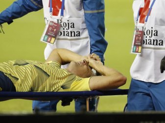 Leverkusens Kolumbianer Santiago Arias hatte sich gegen Venezuela schwer verletzt. Foto: Mauricio Dueñas/Pool EFE/AP/dpa Leverkusens Kolumbianer Santiago Arias hatte sich gegen Venezuela schwer verletzt. Foto: Mauricio Dueñas/Pool EFE/AP/dpa