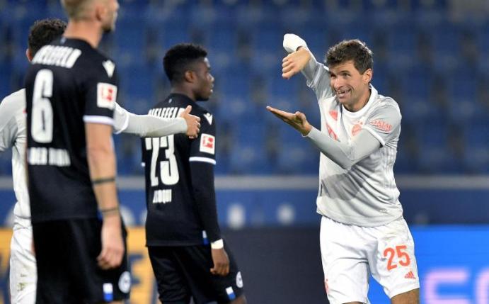 Hatte auch in Bielefeld wieder einen starken Tag: Bayern-Urgestein Thomas Müller. Foto: Martin Meissner/AP-Pool/dpa