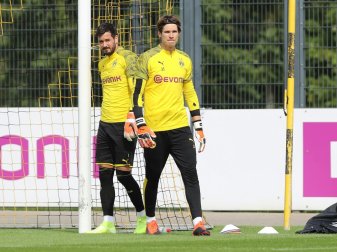 Dortmunds Torhüter Roman Bürki (l.) und Marwin Hitz Dortmunds Torhüter Roman Bürki (l.) und Marwin Hitz