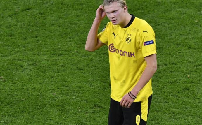 Erling Haaland wird aufgrund von Knieproblemen am 6. Spieltag gegen Arminia Bielefeld geschont. Foto: Martin Meissner/POOL AP/dpa