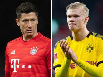Robert Lewandowski (l) und Erling Haaland befinden sich derzeit in Topform. Foto: Soeren Stache/Guido Kirchner/dpa Robert Lewandowski (l) und Erling Haaland befinden sich derzeit in Topform. Foto: Soeren Stache/Guido Kirchner/dpa