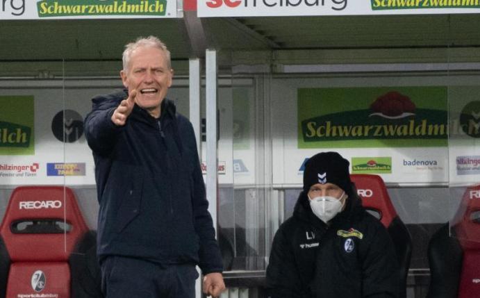 Angesäuert: Freiburg-Coach Christian Streich. Foto: Sebastian Gollnow/dpa