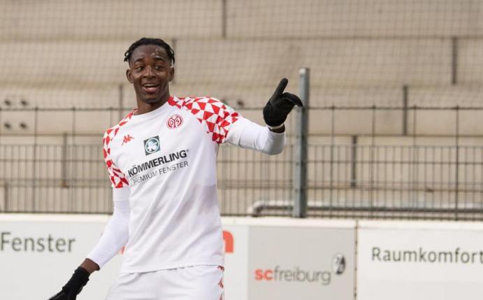 Treffsicher bei Mainz 05: Jean-Philippe Mateta. Foto: Sebastian Gollnow/dpa
