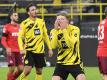 Dortmunds Erling Haaland (M) reagiert nach einer vergebenen Chance. Der BVB leistete sich gegen Köln den nächsten Ausrutscher. Foto: Martin Meissner/Pool AP/dpa