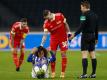 Wurde nach seiner Roten Karte im Berliner Derby für drei Spiele gesperrt: Union-Profi Robert Andrich (M). Foto: Odd Andersen/AFP-Pool/dpa