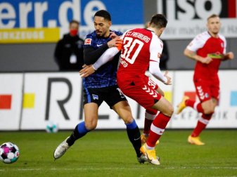 Hertha-Trainer Bruno Labbadia bezeichnete den Auftritt von Matheus Cunha (l) in Freiburg als «unterirdisch». Foto: Philipp von Ditfurth/dpa Hertha-Trainer Bruno Labbadia bezeichnete den Auftritt von Matheus Cunha (l) in Freiburg als «unterirdisch». Foto: Philipp von Ditfurth/dpa