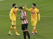 Matchwinner beim Barca-Sieg in Bilbao: Lionel Messi (r). Foto: Alvaro Barrientos/AP/dpa