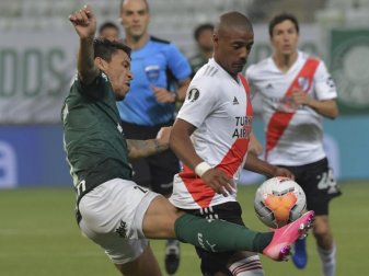 Marcos Rocha (l) steht mit Palmeiras im Finale der Copa Libertadores. Foto: Nelson Almeida/Pool AFP/AP/dpa