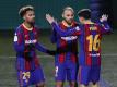 Deckel drauf: Die Spieler des FC Barcelona jubeln über das 0:2 in der Verlängerung. Foto: Joan Monfort/AP/dpa