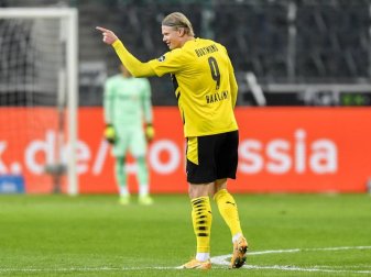 Hat sein 27. Tor in seinem 28. Bundesligaspiel erzielt: Dortmunds Erling Haaland. Foto: Martin Meissner/Pool AP/dpa Hat sein 27. Tor in seinem 28. Bundesligaspiel erzielt: Dortmunds Erling Haaland. Foto: Martin Meissner/Pool AP/dpa