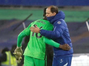 Nach dem Debüt: Thomas Tuchel mit Torwart Edouard Mendy Nach dem Debüt: Thomas Tuchel mit Torwart Edouard Mendy