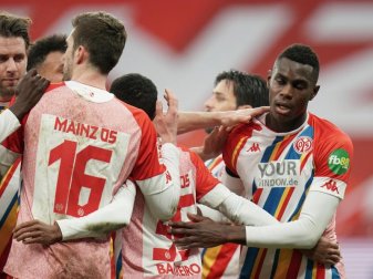 Die Mainz-Profis konnten sich über drei wichtige Punkte gegen Union Berlin freuen. Foto: Thomas Frey/dpa Die Mainz-Profis konnten sich über drei wichtige Punkte gegen Union Berlin freuen. Foto: Thomas Frey/dpa