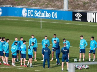 Auf Schalke setzt man die Hoffnung auf einen neuen Trainer: Dimitrios Grammozis (M) stimmt die Spieler ein. Foto: Fabian Strauch/dpa Auf Schalke setzt man die Hoffnung auf einen neuen Trainer: Dimitrios Grammozis (M) stimmt die Spieler ein. Foto: Fabian Strauch/dpa