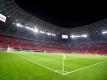 Ein Blick in die Puskas Arena mit leerer Tribüne in Budapest. Foto: Marton Monus/dpa