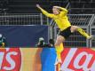 Erling Haaland feiert das Tor zum 2:0. Foto: Bernd Thissen/dpa-Pool/dpa